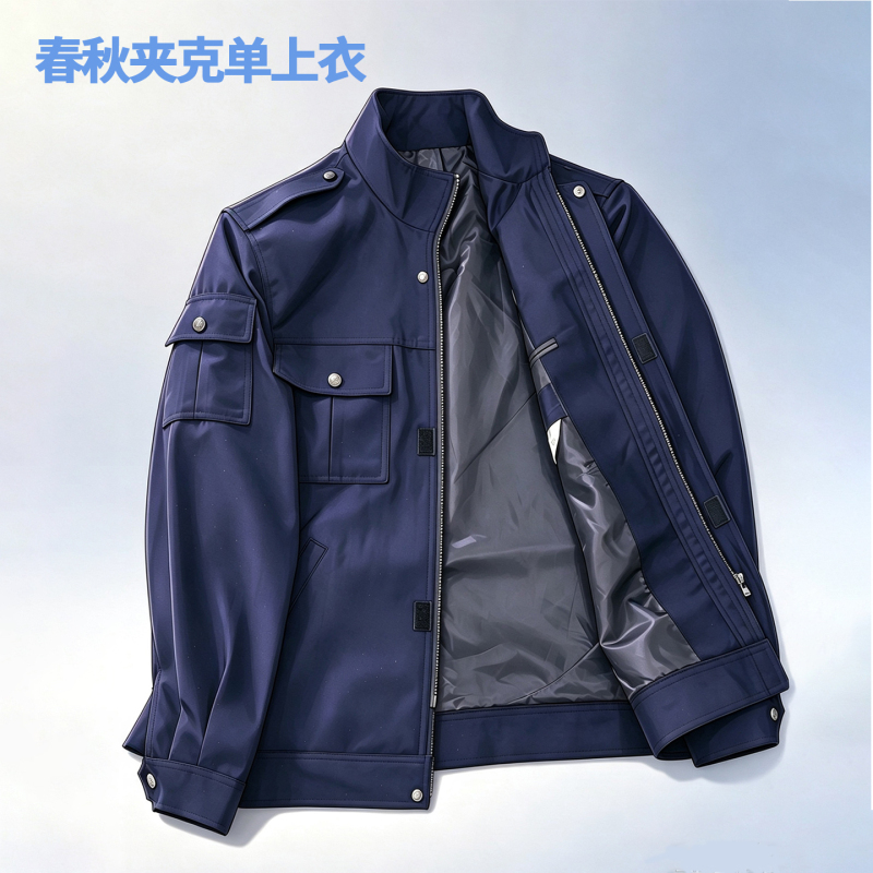 High-Quality Old-Style Wool Spring and Autumn Duty Navy Blue Security Work Uniform Set Autumn and Winter Uniform Jacket Men's and Women's Coat