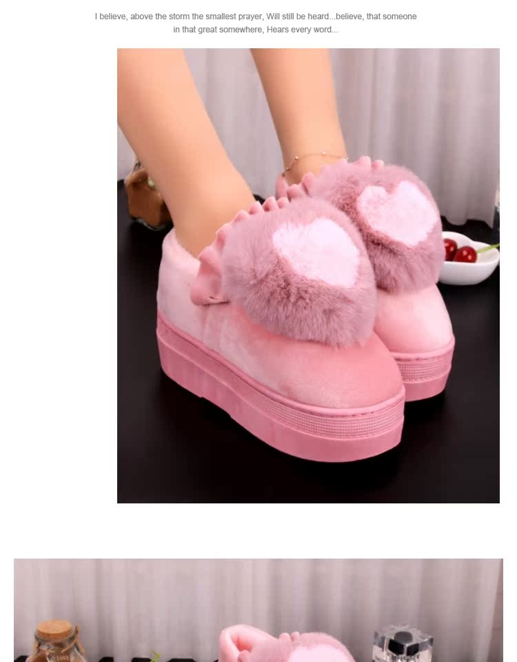 Dép cotton nữ mùa đông giày đế dày dễ thương Giày cao gót cotton cao gót chống trượt với cotton trailer nữ ấm trong tháng giày sandal nữ đế cao