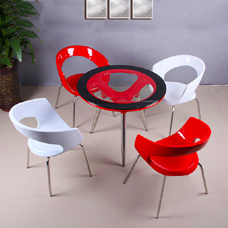 Fiberglass dining table and chair designer creative armchair hotel engineering 4S shop exhibition hall round table one table four chairs business