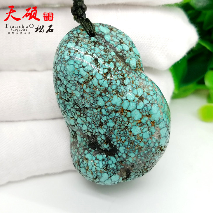 Tianshu Hubei pure natural raw mine without optimization of high ceramic turquoise stone handle piece 54 29 grams support national inspection