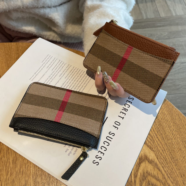 Fashion retro plaid coin purse for women 2025