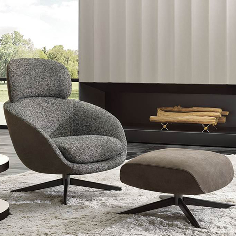 Nordic designer Russell fiberglass lounge chair fiberglass fabric swivel back chair simple single sofa