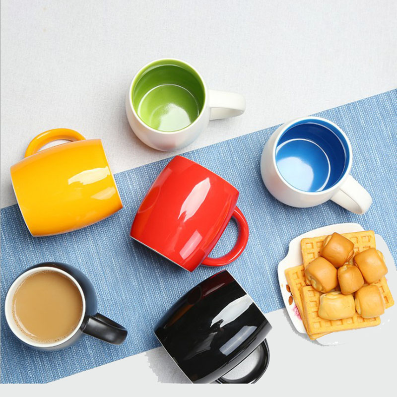 Color Ceramic Mug Barrel Customized Logo Big Belly Advertisement Cup Couple Cup Customized Gift Cup Coffee Cup