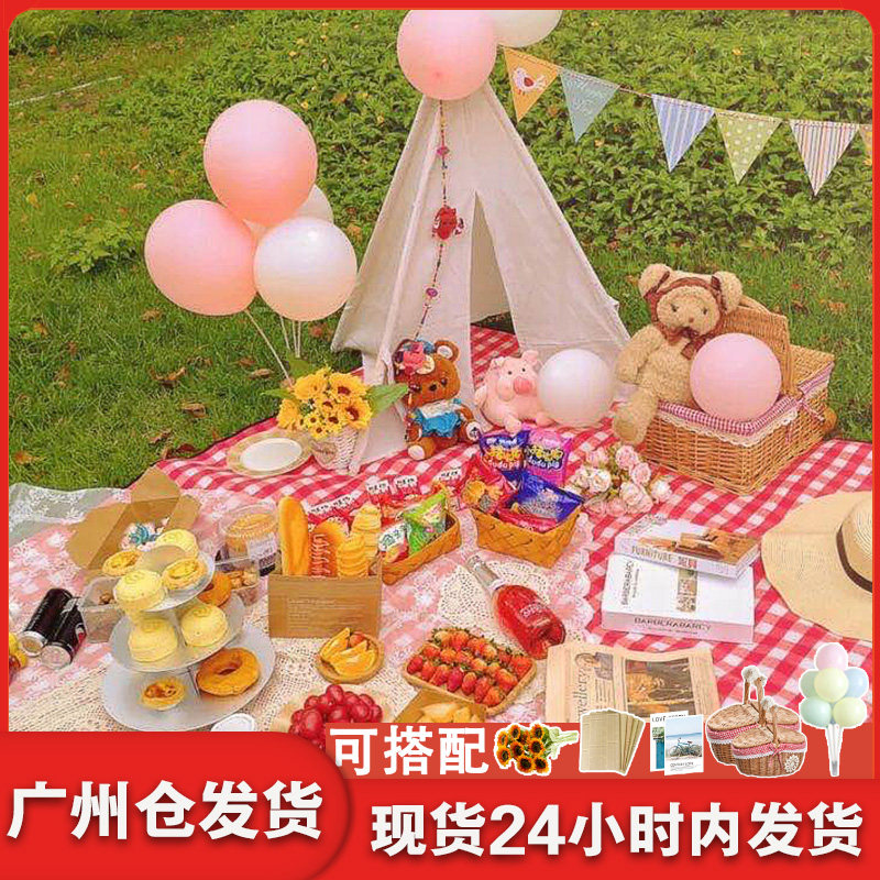 Spring tour outdoor picnic mat supplies outing portable picnic cloth waterproof mat picnic mat ins wind net red moisture-proof mat