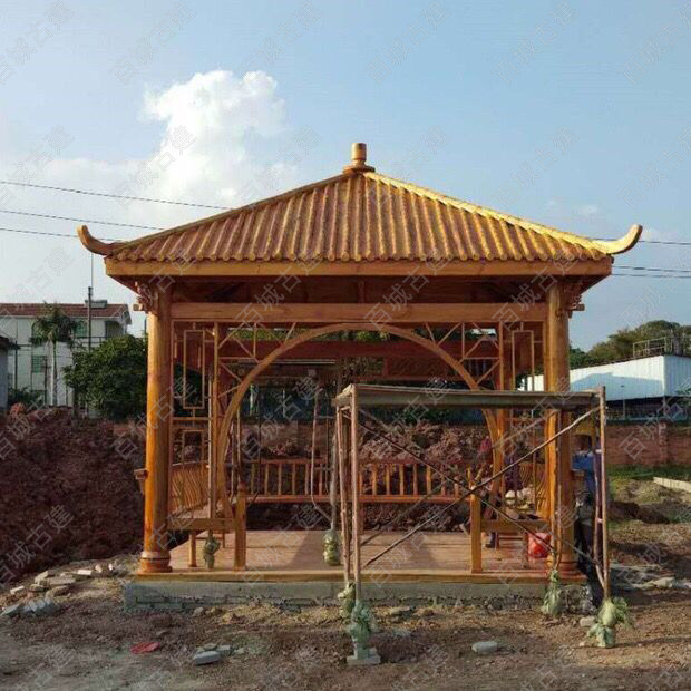 Antique building pavilion carbonized anti-corrosion wood pavilion outdoor grape rack courtyard garden solid wood promenade log house gatehouse