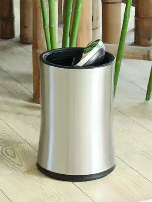 Living room trash can cosmetic room toilet large household flip stainless steel rocker cover European style with lid creative 9-liter tube
