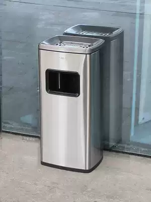 Hotel trash can lobby vertical ashtray, stainless steel elevator entrance corridor, commercial smoke-out bucket, floor-to-ceiling ashtray