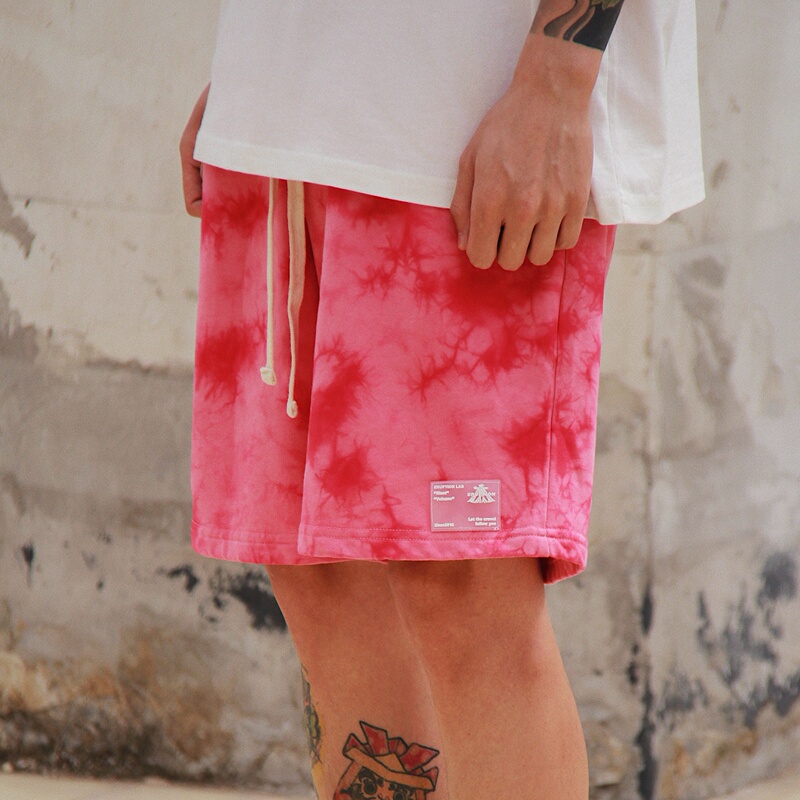 【Eruptionlab】Trendy Summer Tie-Dye Pure Cotton Loose Cargo Shorts Unisex Straight-Leg Knee-Length Shorts