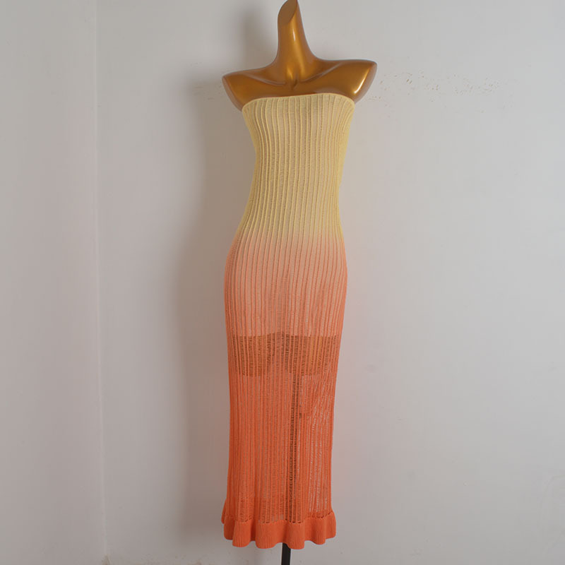 Fashionable and Sexy Hot Girl Style Wrap Chest Knitted Dress for Women, Summer Slim Fit Bodycon Long Dress with Lining Fashionable and Sexy Hot Girl Style Wrap Chest Knitted Dress for Women, Summer Slim Fit Bodycon Long Dress with Lining
