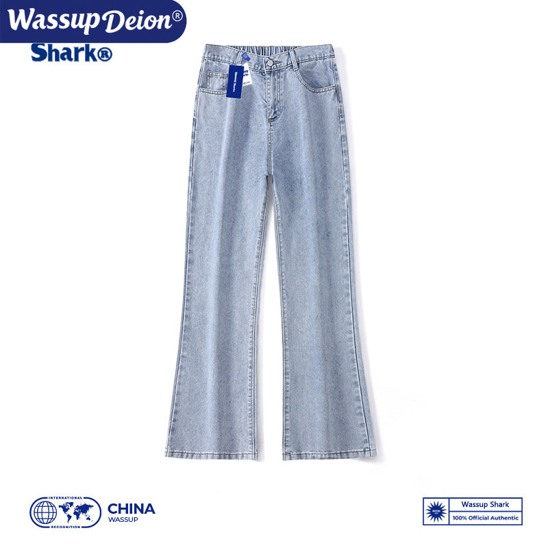 Wassup Deion American High Street Style Flared Jeans for Men, Summer Thin Loose Straight Casual Long Pants