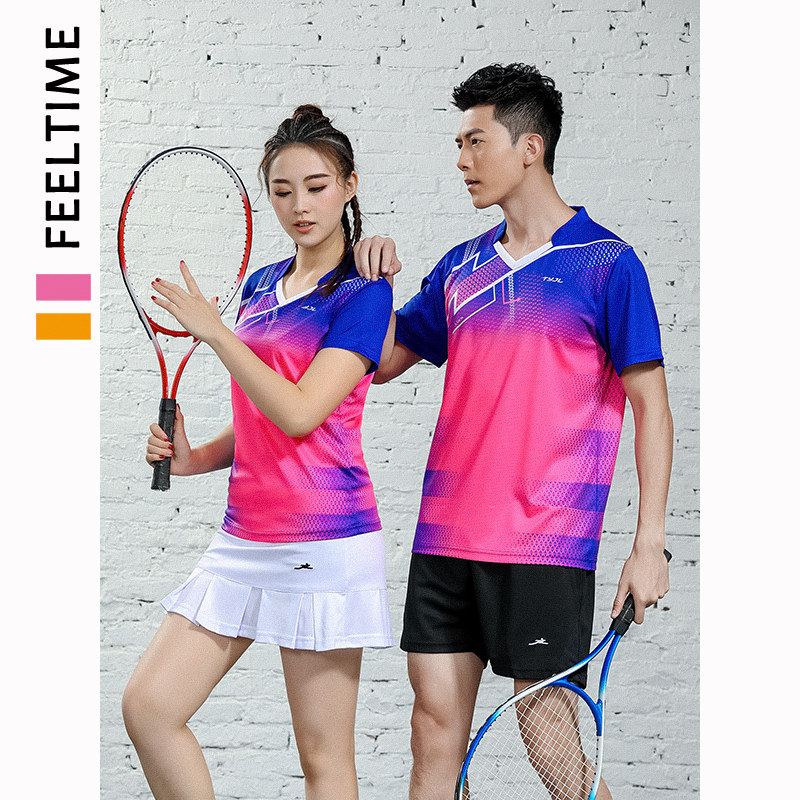 Badminton Suit Suit Men And Women Speed Dry Breathable Fashion Short Sleeve Jersey Tennis Volleyball Tennis Match Suit Custom