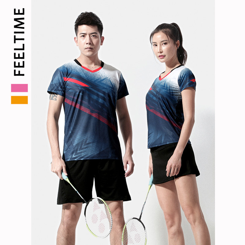 Badminton suit for men and women quick dry air short sleeve volleyball table tennis game custom print