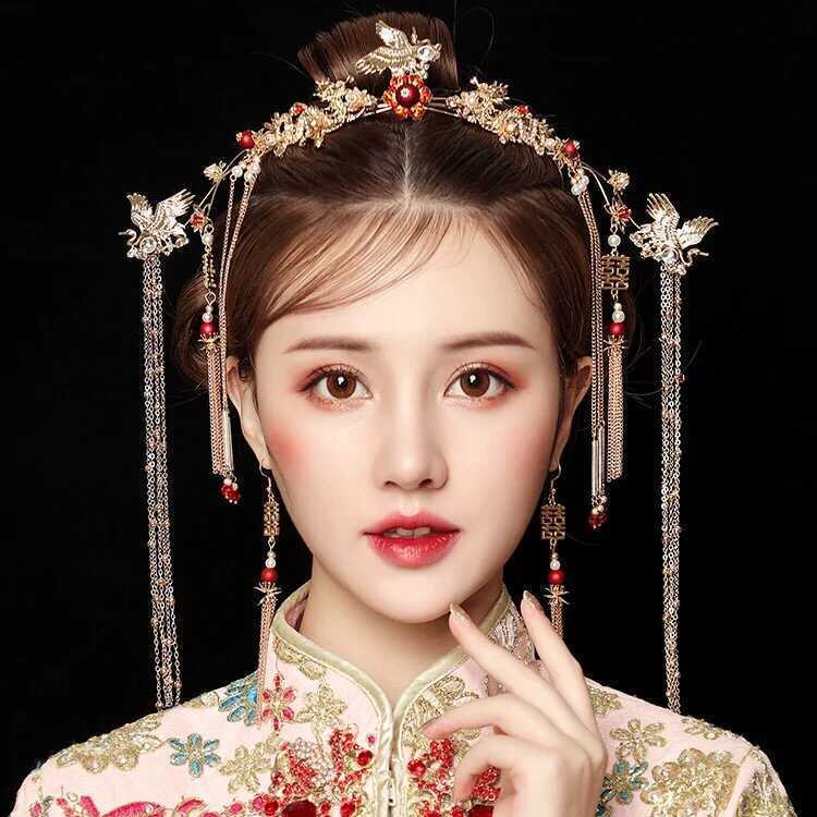 Chinese Bridal Gooey Fashion Head Accessories Show and Hair Accessories Ear Clip Suit Hanfu Wedding Ornaments Wedding 2022 Summer