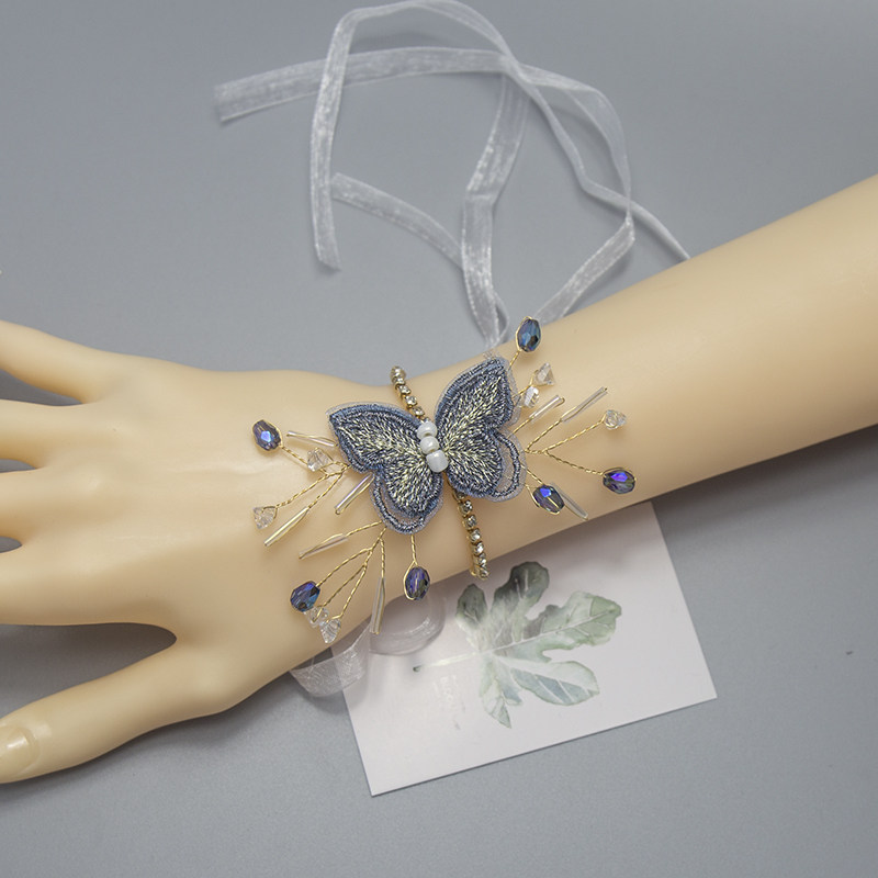 Knot wedding bridesmaid wrist flower bridal hand floral ring small freshener with sweet and beautiful butterfly hand ring flower children's show