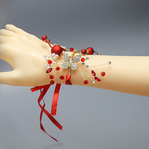 Bride High-end Wrist Flower Chinese Wedding Meritocracy Red Show and Toast Served Summer Bridesmaid Group Sisters Handflowers