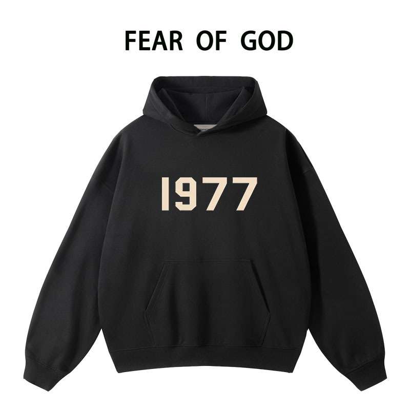 European and American High Street Essentials Multi-Line 1977 Hooded Sweatshirt Loose Fit Unisex Fog Autumn and Winter Couple Hoodie Trendy