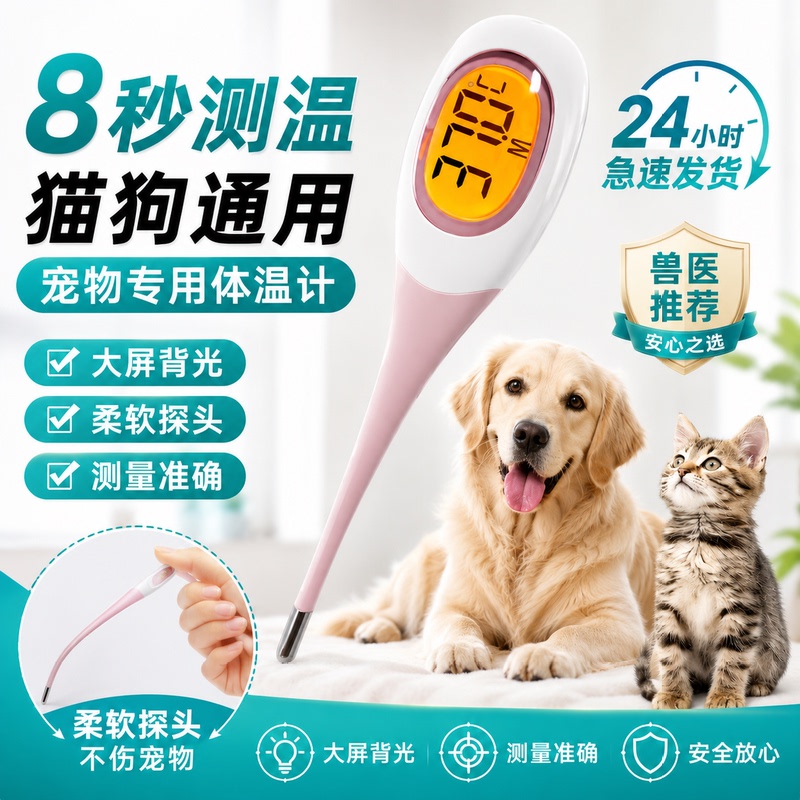 8-Second Temperature Measurement Thermometer with Soft Tip for Quick and Accurate Temperature Measurement, Digital Thermometer for Cats, Dogs, and Anal Use for Pets 8-Second Temperature Measurement Thermometer with Soft Tip for Quick and Accurate Temperature Measurement, Digital Thermometer for Cats, Dogs, and Anal Use for Pets