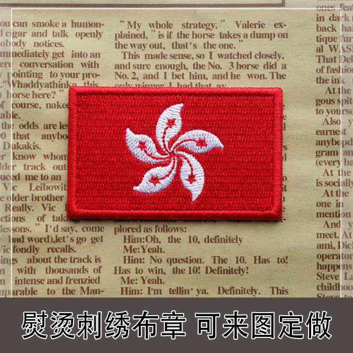 Hong Kong Sar Flag Racing Uniform Patch Iron-On Fabric Badge Exquisite Full Embroidery Clothing Patch