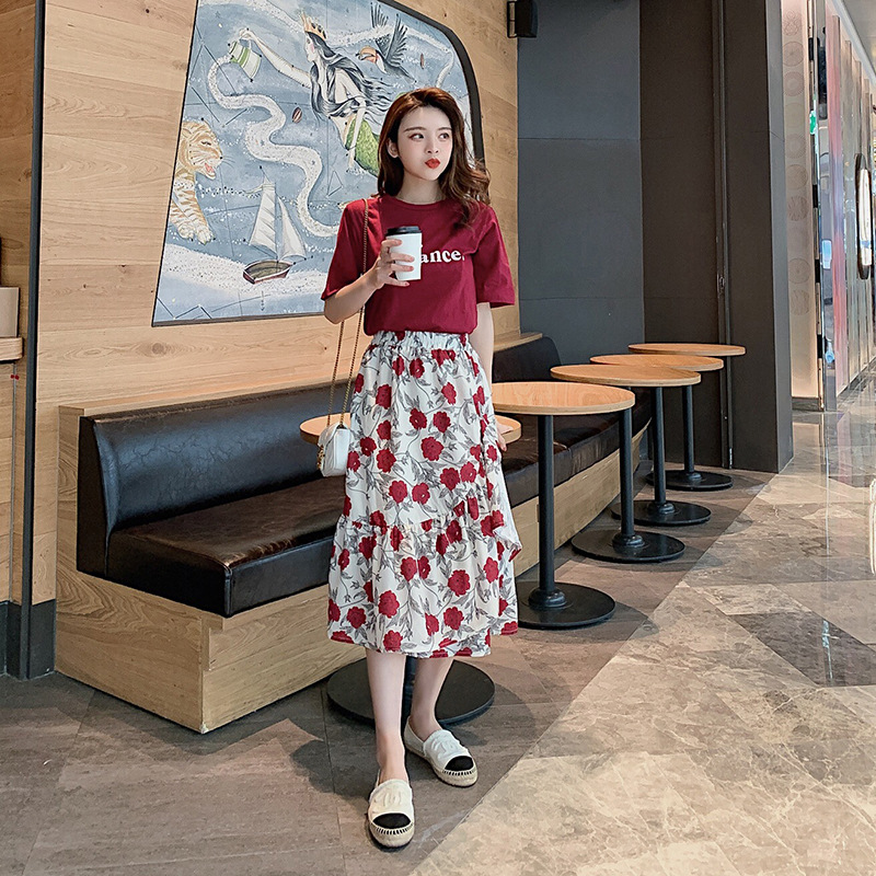 sandro bassa summer dress 2021 new temperament foreign suit with slim t-shirt skirt small scent wind two-piece set