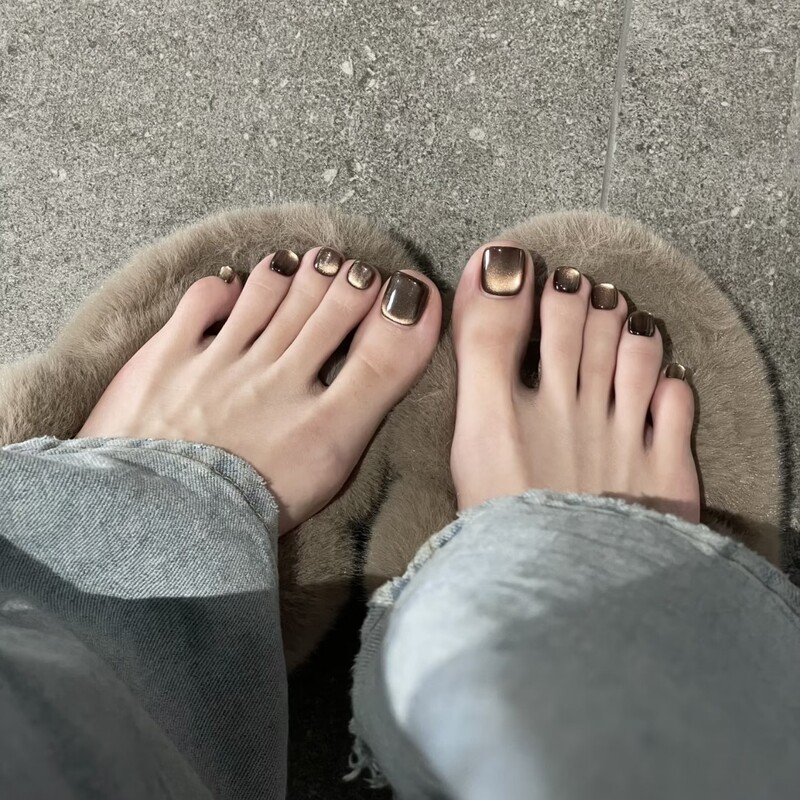 Handmade Toenail Manicure, Toenail Patches, Wearable Nails, Brown Cat Eye, New Year Style 2026, High-End Feel, Brightening Effect Handmade Toenail Manicure, Toenail Patches, Wearable Nails, Brown Cat Eye, New Year Style 2026, High-End Feel, Brightening Effect