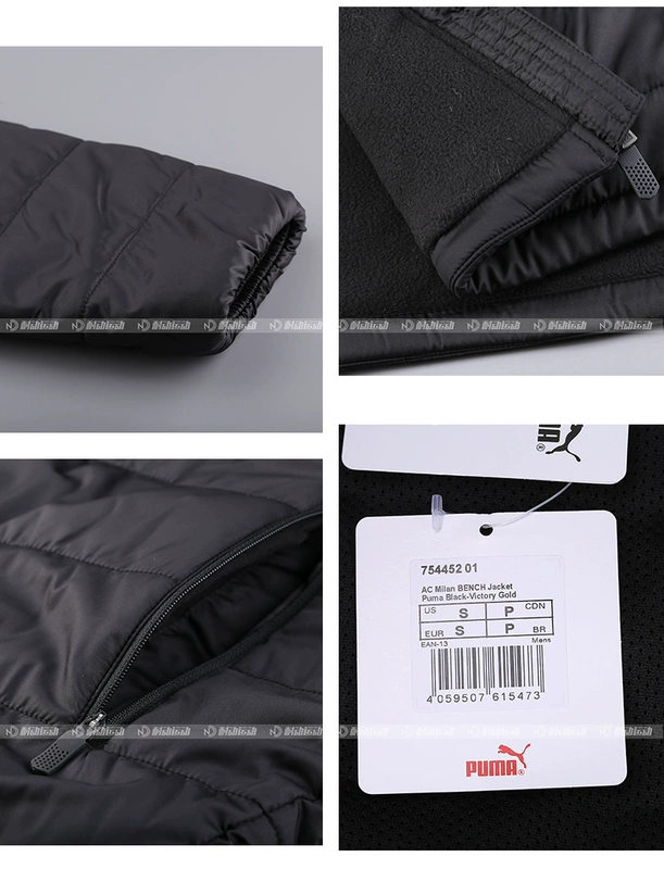 PUMA / 彪马 AC Milan 18-19 pad cotton Trung Quốc ấm áp áo khoác có khóa kéo - Quần áo độn bông thể thao