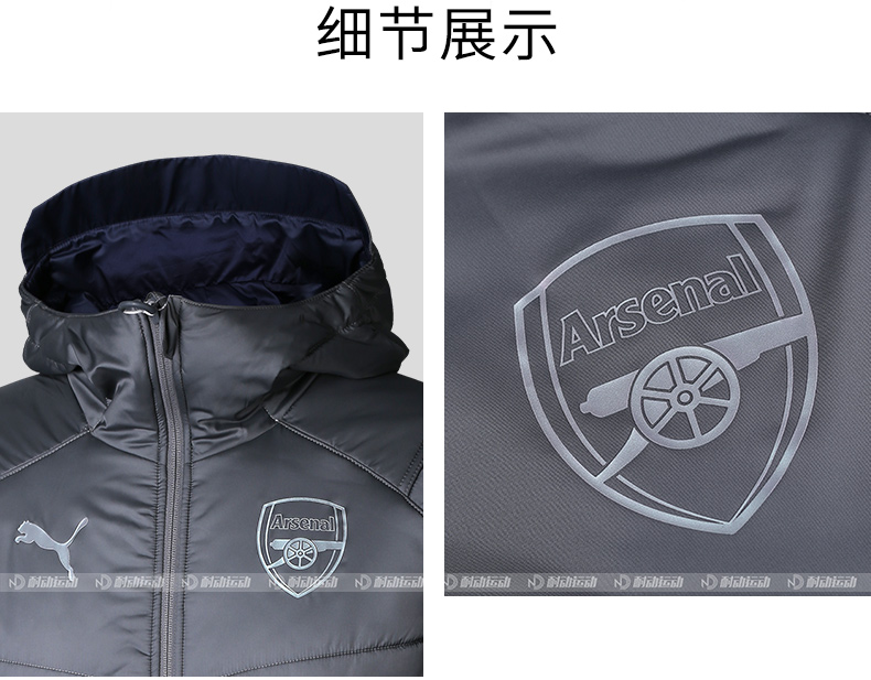 PUMA Hummer Arsenal 18-19 phần giữa lạnh áo trùm đầu hai mặt áo khoác cotton 753238 - Quần áo độn bông thể thao áo phao dài