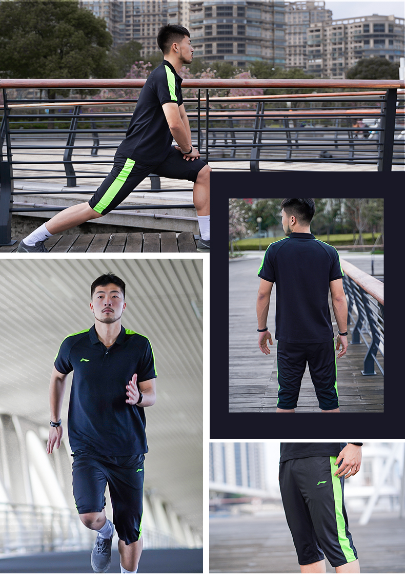 Lining Li Ning Football Series Áo thể thao POLO Áo sơ mi thoải mái thoáng khí Áo len ngắn tay APLM199 - Áo polo thể thao áo polo nữ uniqlo
