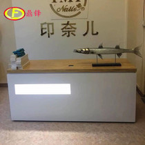  Wooden paint cosmetics store cashier Modern simple bar Clothing front desk Beauty salon reception desk Welcome desk