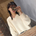 Áo len gió nữ mùa thu 2018 mới của Hàn Quốc ulzzang áo sơ mi màu rắn rách áo thun cổ chữ V áo len tăm dài tay Áo len cổ chữ V