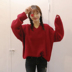 Áo len gió nữ mùa thu 2018 mới của Hàn Quốc ulzzang áo sơ mi màu rắn rách áo thun cổ chữ V áo len tăm dài tay Áo len cổ chữ V