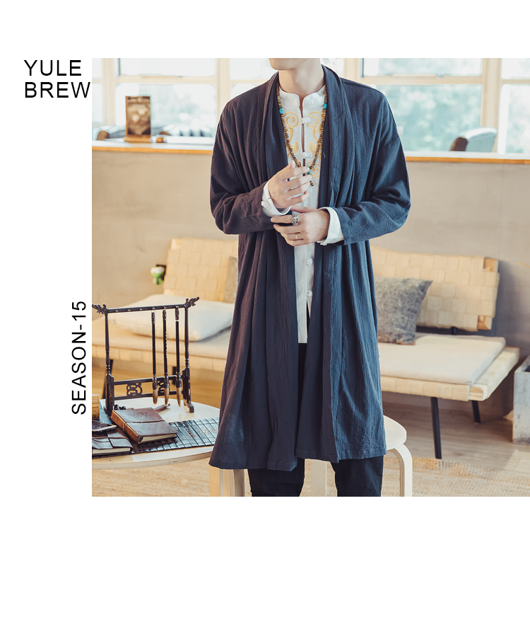 Trung quốc phong cách dài thiền của nam giới retro áo bông cardigan coat kích thước lớn áo choàng người đàn ông lỏng lẻo của áo gió mùa thu