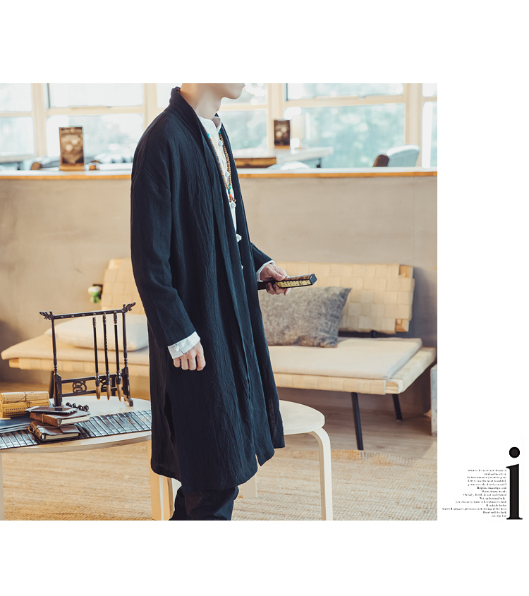 Trung quốc phong cách dài thiền của nam giới retro áo bông cardigan coat kích thước lớn áo choàng người đàn ông lỏng lẻo của áo gió mùa thu