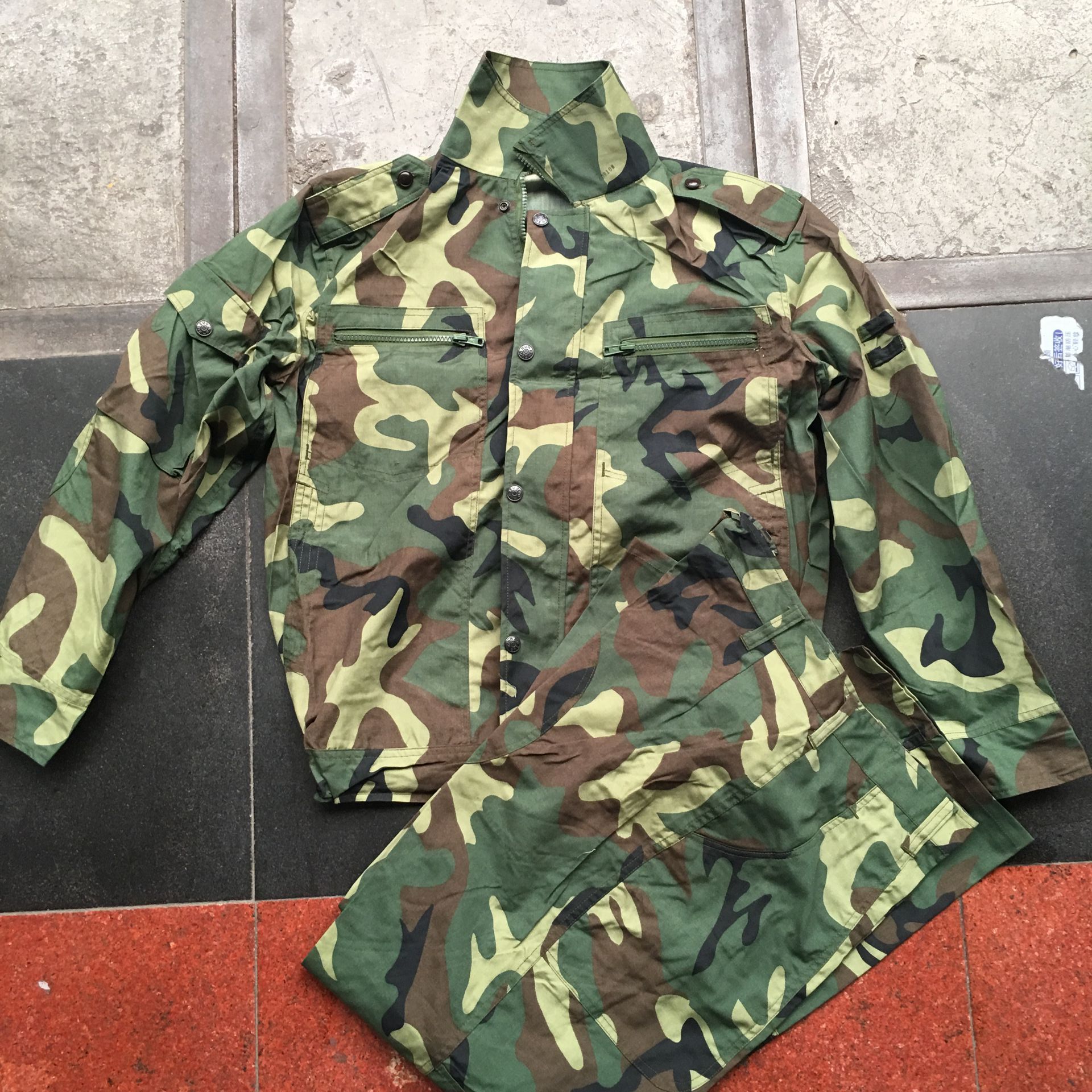 Old-fashioned inventory 87 summer training suit summer thin jacket suit plain wear-resistant overalls