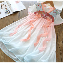 Han dress girl antique summer thin Chinese style super fairy children short sleeve princess dress ancient style dress