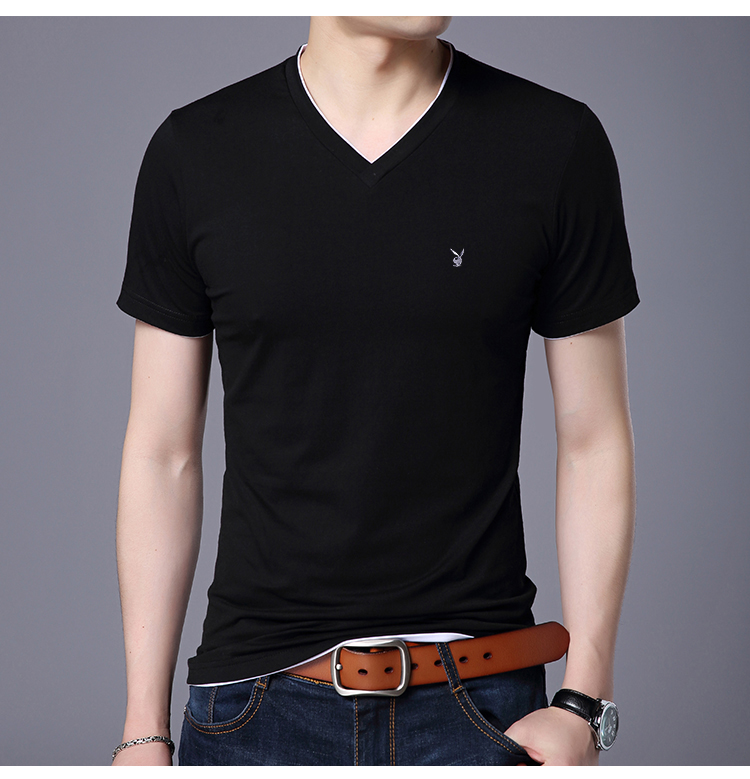 Playboy Mùa Hè Nam Ngắn Tay Áo Đứng Cổ Áo T-Shirt Cotton Polo Áo Sơ Mi Hàn Quốc Slim Thanh Niên Nam Nửa Tay Áo Thủy Triều