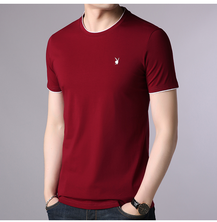 Playboy Mùa Hè Nam Ngắn Tay Áo Đứng Cổ Áo T-Shirt Cotton Polo Áo Sơ Mi Hàn Quốc Slim Thanh Niên Nam Nửa Tay Áo Thủy Triều