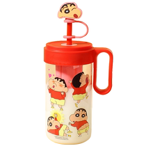 (Self-operated) Xiangpu high borosilicate glass cup high-looking girl straw cup with tea handle portable floral tea cup