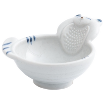 (Self-operated) Seto-yaki Japanese grinding dish grinder sauce dish puffer kitten home hand-painted Japanese imported