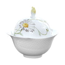 德国 MEISSEN 梅森瓷器 神奇波浪系列 白雏菊 彩绘浮雕 糖罐 糖缸