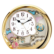 (Self-operated) RHYTHM Lisheng Alarm Clock European Retro Desktop Clock Modern Living Room Office Luxury Ornament