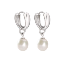 (self-employed) Idogawa Freshwater Pearl Earrings Single 925 pure silver earrings Autumn Winter Sweater Accessories Superior sense