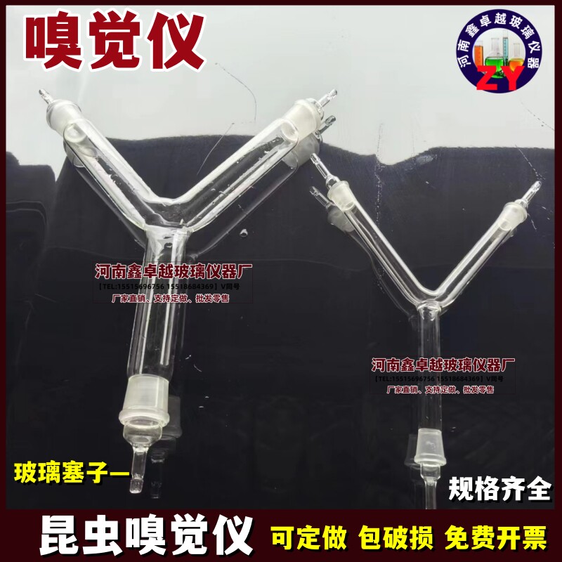 y形管昆虫嗅觉仪高硼硅耐高温玻璃Y形管y形嗅觉器 可定制各种规格