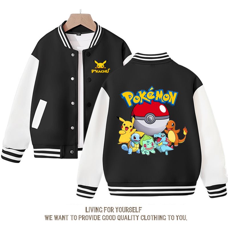 Pokémon Boys' Baseball Jacket Spring and Autumn Korean Style Girls' Student Cartoon Clothing Children's Jacket Trendy Kids Pokémon Boys' Baseball Jacket Spring and Autumn Korean Style Girls' Student Cartoon Clothing Children's Jacket Trendy Kids