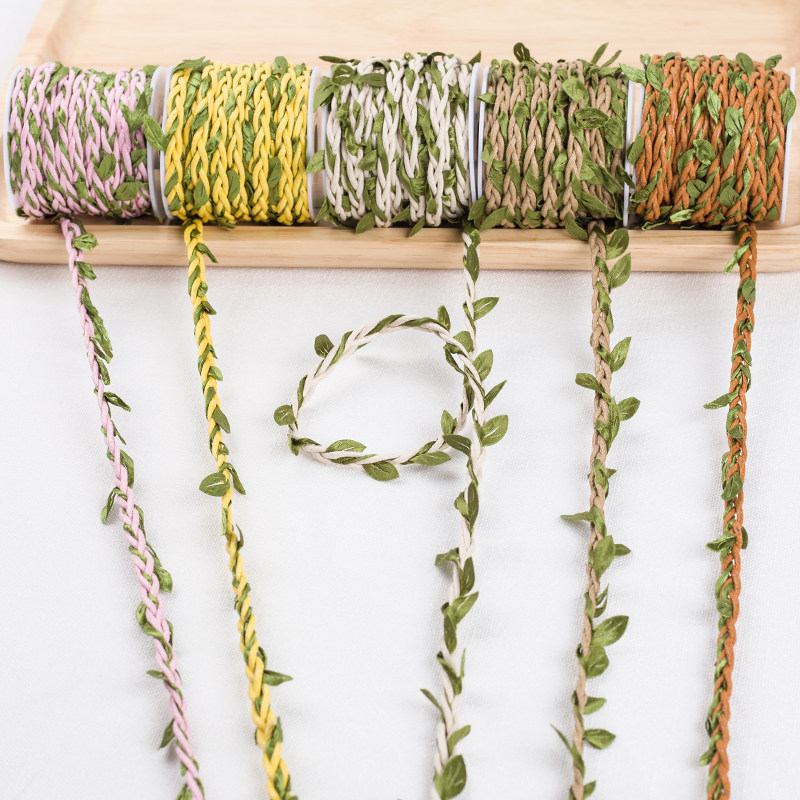 Colorful hemp rope kindergarten ring-created decorative wall creative handmade diy material Mori leaves weaving wax rope rattan