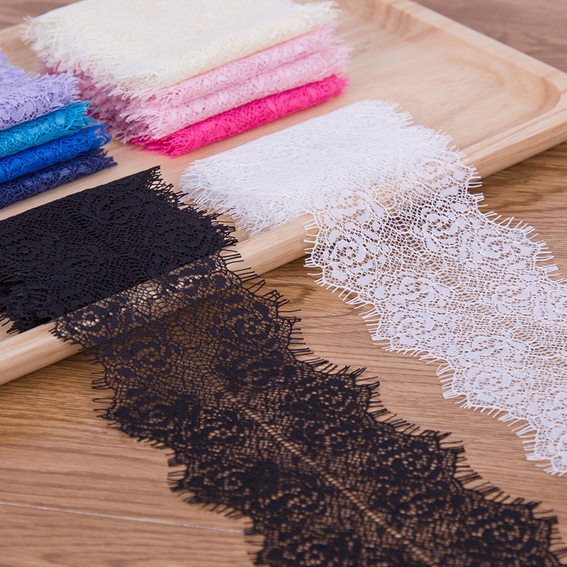 Eyelashes lace accessories wide black and white handmade diy material clothes collar skirt skirt mesh decorative fabric
