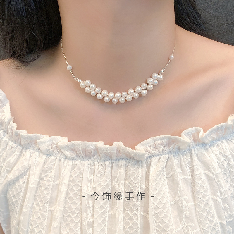 Adjustable Necklace to Cover Neck Scars after Thyroid Surgery, Clavicle Chain, Natural Pearl, Women's Sterling Silver New Style Neck Chain