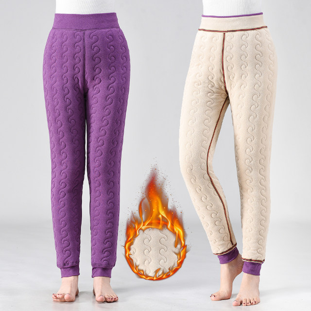 Thickened German velvet women's three-layer mother's cotton pants