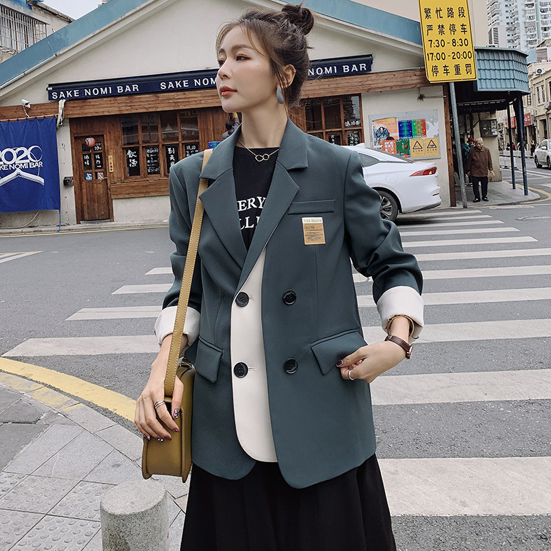 Net red fried street suit jacket 2021 spring and autumn new design sense niche Korean version loose casual suit top women