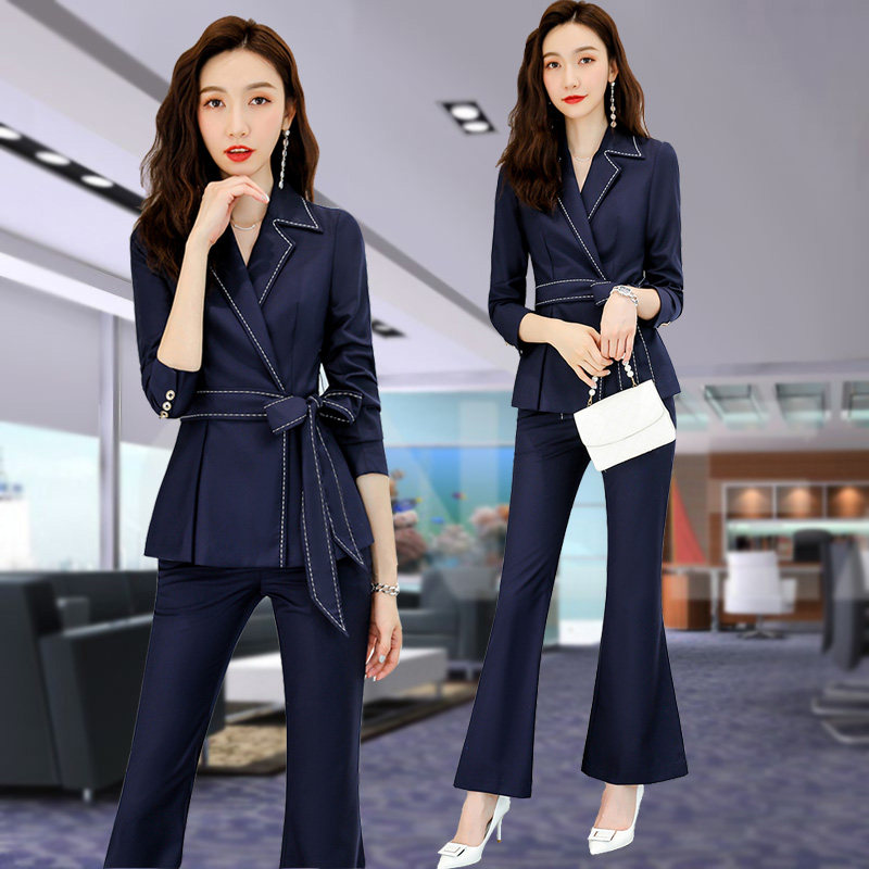 Professional wear women's suit spring and summer temperament suit president high-end business ladies fashion foreign style beauty salon overalls