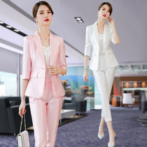 Professional suit Female host temperament high-end spring and autumn fashion pink suit small formal workplace overalls